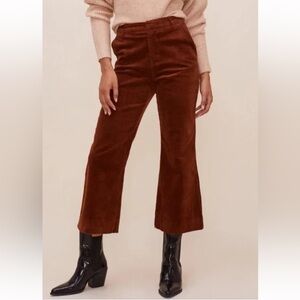 Astr The Label Corduroy Jasper Wide Leg Crop Pants in the Color Maple Small